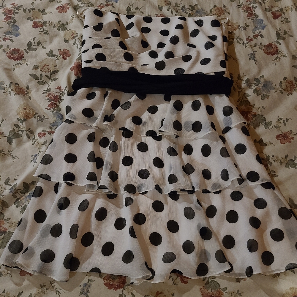 White dress with black polkadots
